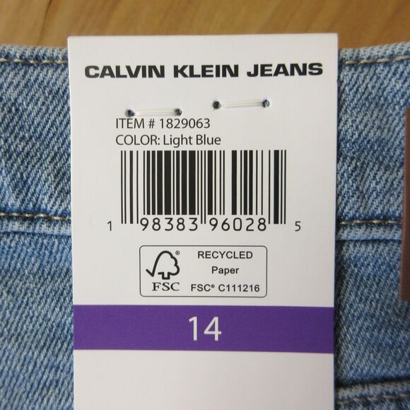 CALVIN KLEIN High Rise Straight Leg Jeans Sz 14 Light Blue Ankle Crop Denim NWT - Picture 8 of 15
